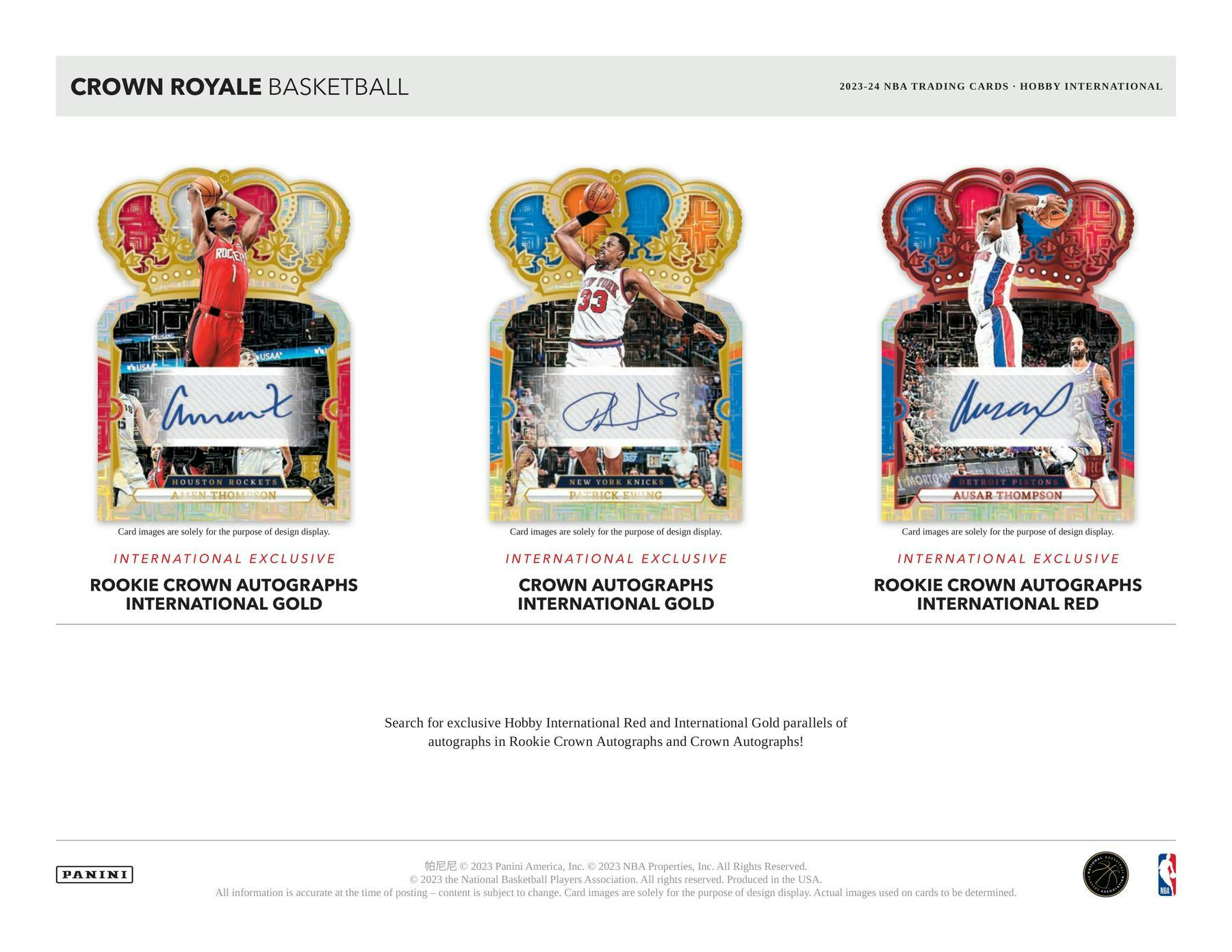 2023 - 24 Panini Crown Royale Basketball International Hobby Box - Columbia Hobby - Sports Card Boxes - Toploaders - Card Savers