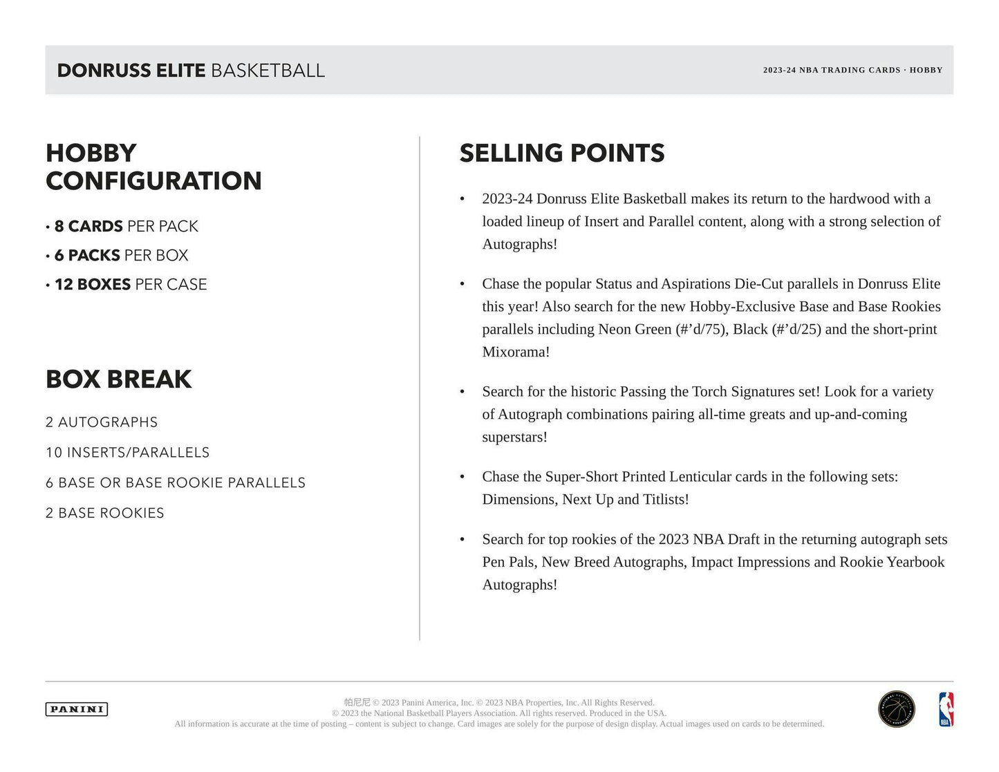 2023 - 24 Panini Donruss Elite Basketball Hobby Box - Columbia Hobby - Sports Card Boxes - Toploaders - Card Savers