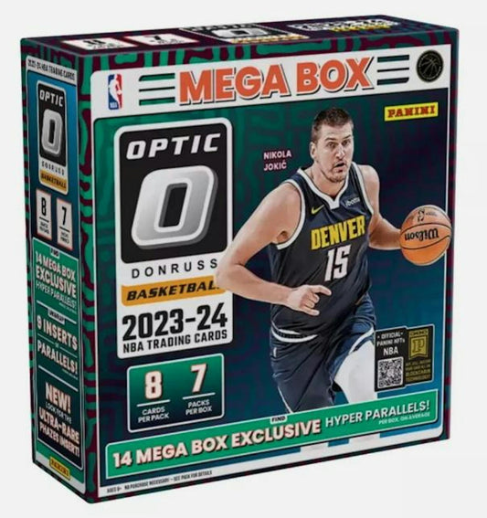 2023 - 24 Panini Donruss Optic Basketball Mega Box (Hyper Pink Prizms) - Columbia Hobby - Sports Card Boxes - Toploaders - Card Savers