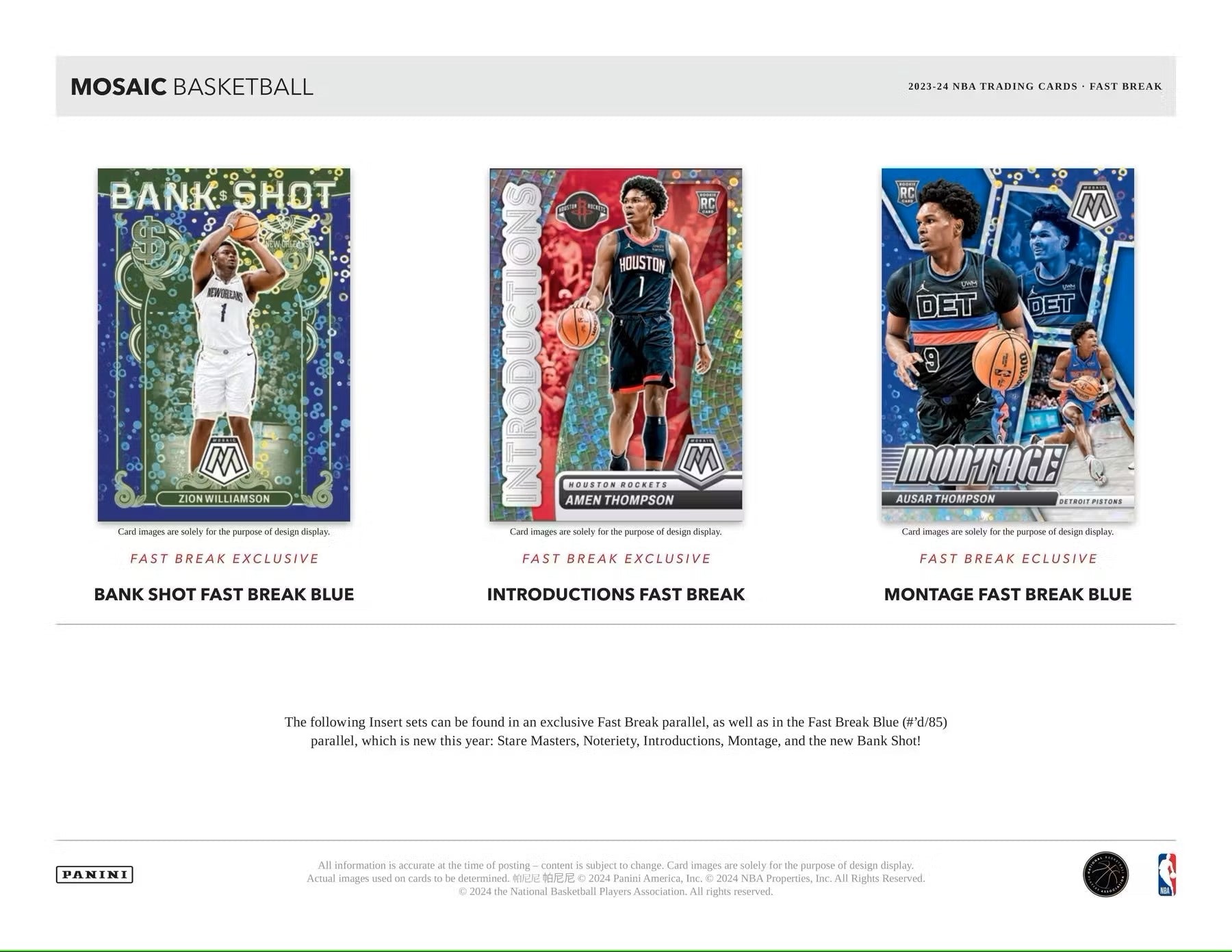 2023 - 24 Panini Mosaic Basketball Fast Break Box - Columbia Hobby - Sports Card Boxes - Toploaders - Card Savers