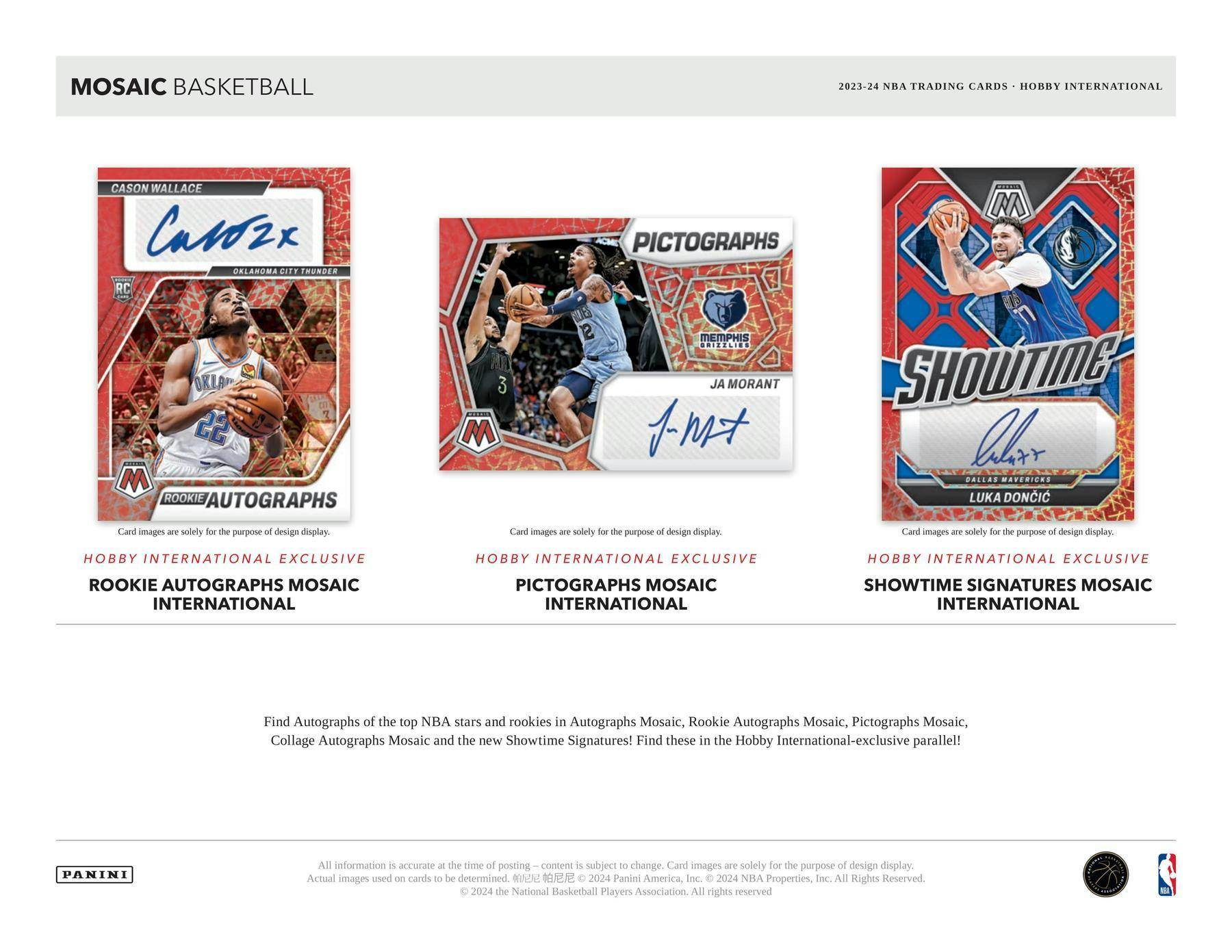 2023 - 24 Panini Mosaic Basketball International Hobby Box - Columbia Hobby - Sports Card Boxes - Toploaders - Card Savers