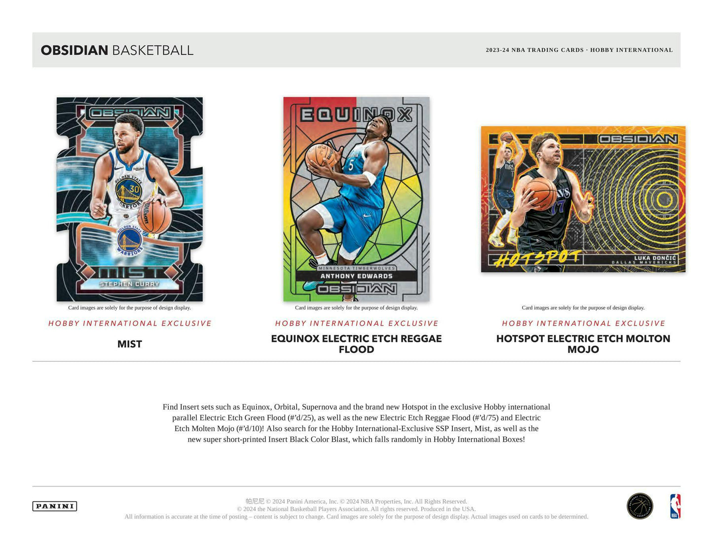 2023 - 24 Panini Obsidian Basketball International Hobby Box - Columbia Hobby - Sports Card Boxes - Toploaders - Card Savers