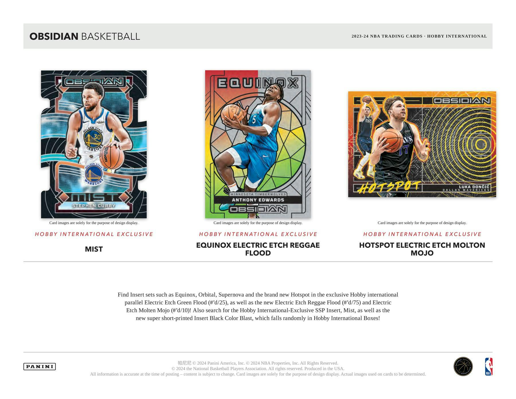 2023 - 24 Panini Obsidian Basketball International Hobby Box - Columbia Hobby - Sports Card Boxes - Toploaders - Card Savers