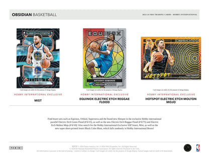 2023 - 24 Panini Obsidian Basketball International Hobby Box - Columbia Hobby - Sports Card Boxes - Toploaders - Card Savers