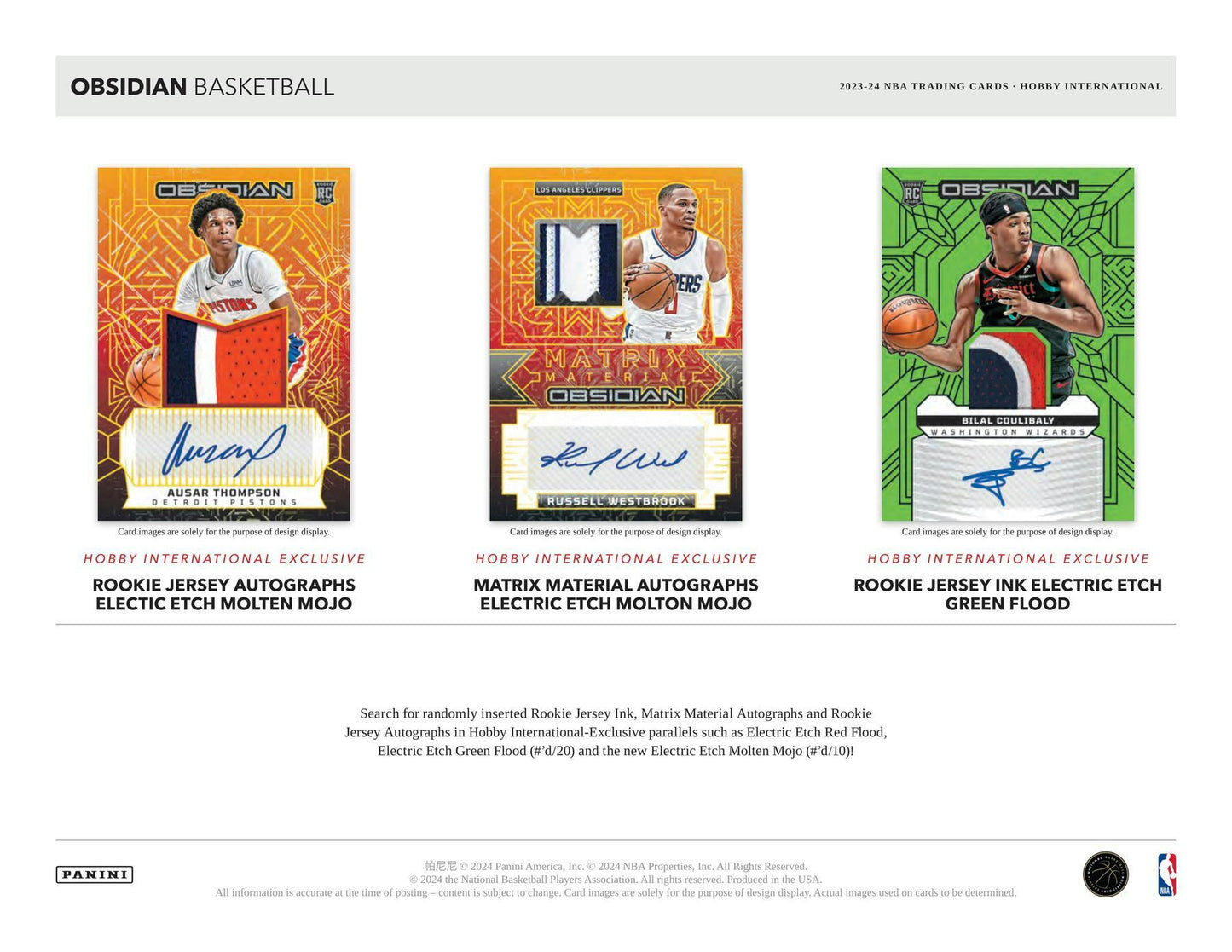2023 - 24 Panini Obsidian Basketball International Hobby Box - Columbia Hobby - Sports Card Boxes - Toploaders - Card Savers