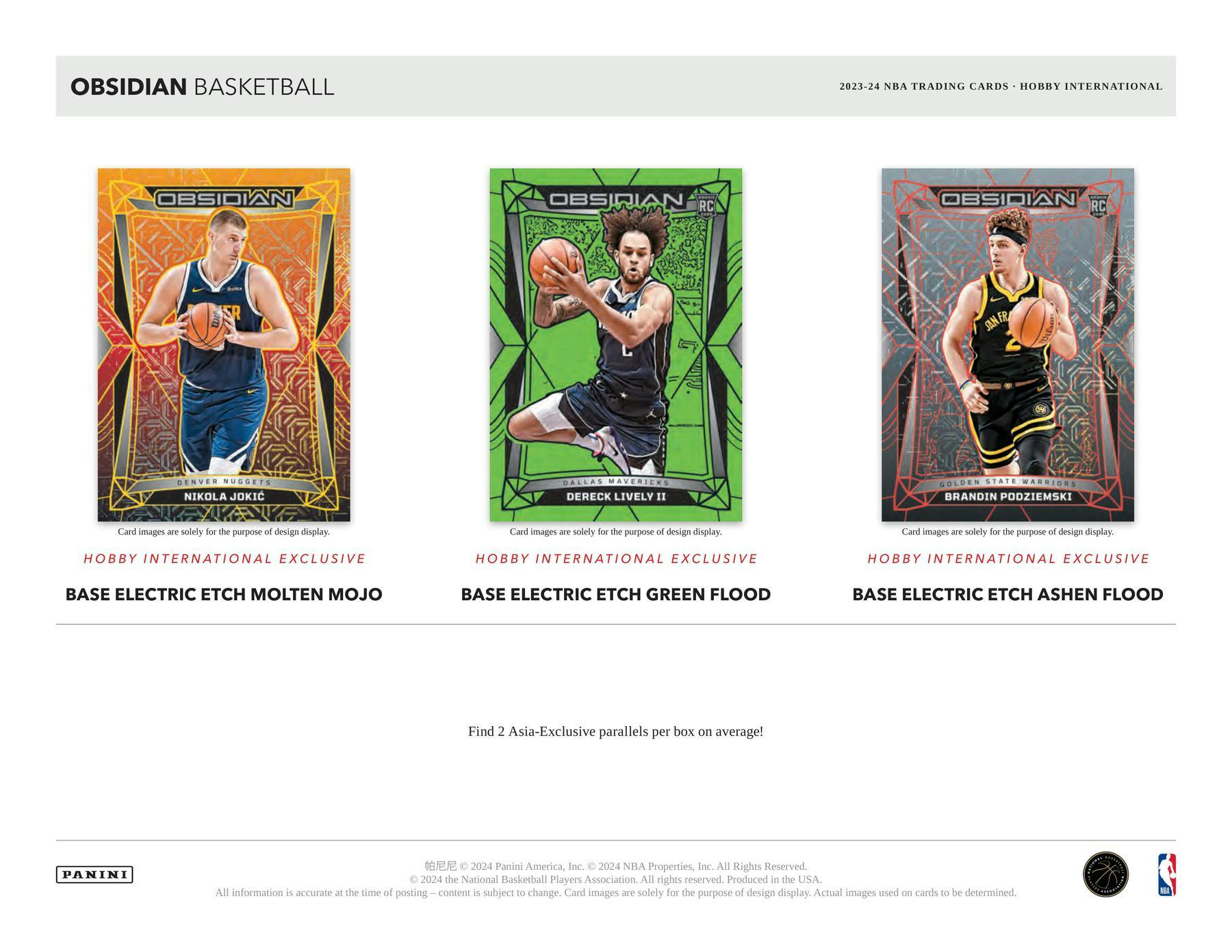 2023 - 24 Panini Obsidian Basketball International Hobby Box - Columbia Hobby - Sports Card Boxes - Toploaders - Card Savers