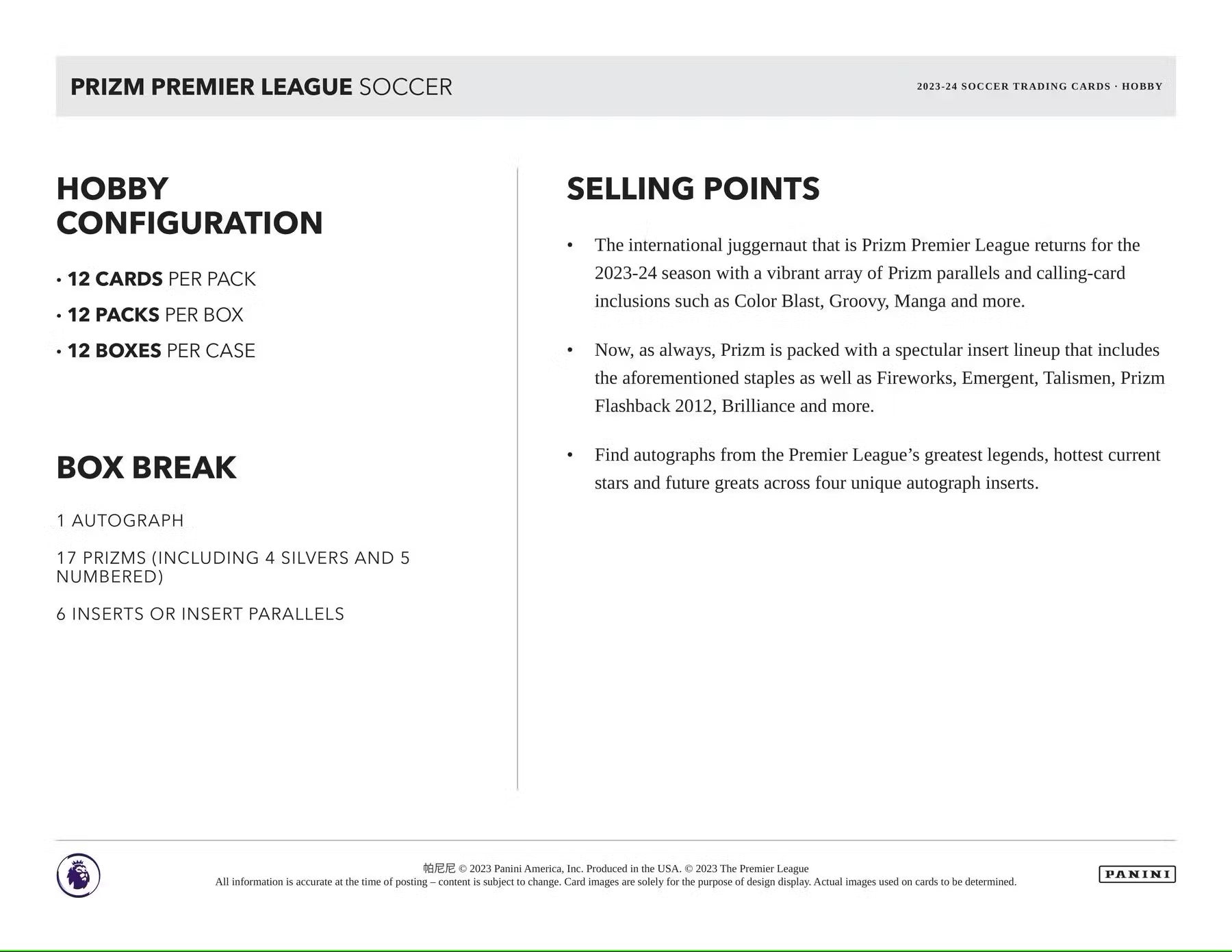 2023 - 24 Panini Prizm Premier League EPL Soccer Hobby Box - Columbia Hobby - Sports Card Boxes - Toploaders - Card Savers