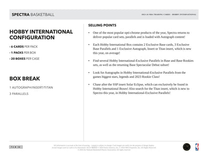 2023 - 24 Panini Spectra Basketball International Hobby Box - Columbia Hobby - Sports Card Boxes - Toploaders - Card Savers