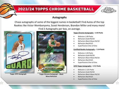 2023 - 24 Topps Chrome Basketball Hobby Box - Columbia Hobby - Sports Card Boxes - Toploaders - Card Savers