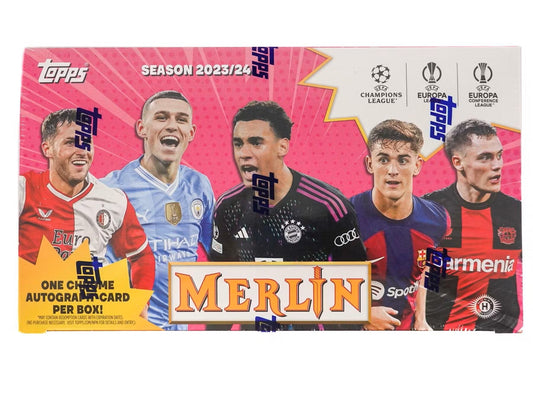 2023 - 24 Topps Chrome Merlin UEFA Club Competitions Soccer Hobby Box - Columbia Hobby - Sports Card Boxes - Toploaders - Card Savers