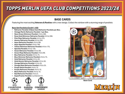 2023 - 24 Topps Chrome Merlin UEFA Club Competitions Soccer Hobby Box - Columbia Hobby - Sports Card Boxes - Toploaders - Card Savers