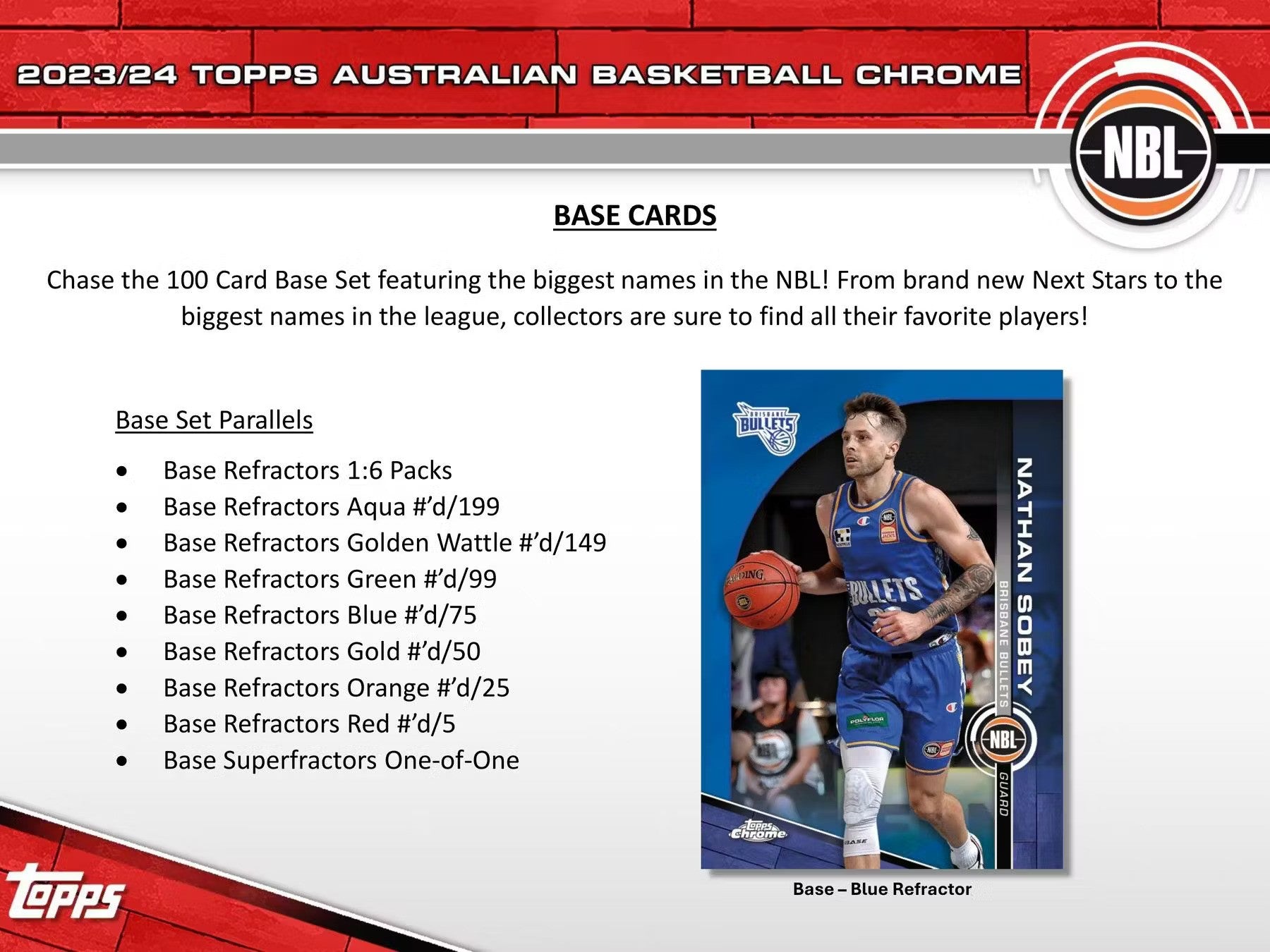 2023 - 24 Topps Chrome NBL Australian Basketball Hobby Box - Columbia Hobby - Sports Card Boxes - Toploaders - Card Savers