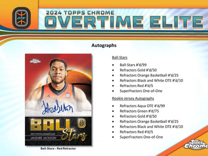 2023 - 24 Topps Chrome Overtime Elite Basketball Hobby Box - Columbia Hobby - Sports Card Boxes - Toploaders - Card Savers