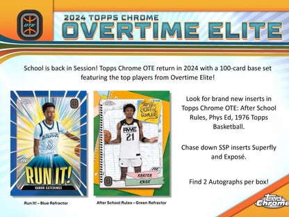 2023 - 24 Topps Chrome Overtime Elite Basketball Hobby Box - Columbia Hobby - Sports Card Boxes - Toploaders - Card Savers