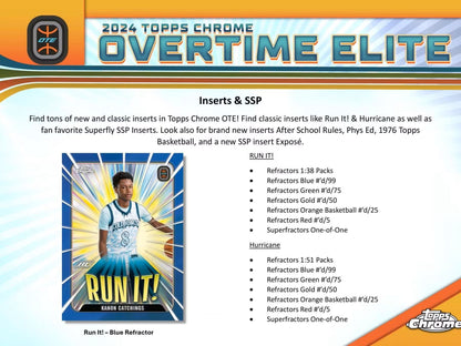 2023 - 24 Topps Chrome Overtime Elite Basketball Hobby Box - Columbia Hobby - Sports Card Boxes - Toploaders - Card Savers