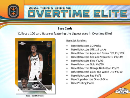2023 - 24 Topps Chrome Overtime Elite Basketball Hobby Box - Columbia Hobby - Sports Card Boxes - Toploaders - Card Savers
