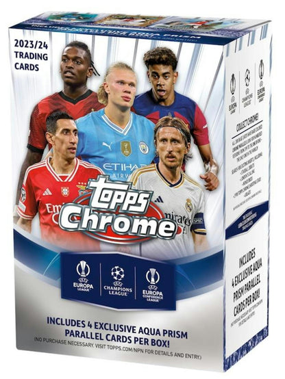 2023 - 24 Topps Chrome UEFA Club Competitions Soccer 7 - Pack Blaster Box - Columbia Hobby - Sports Card Boxes - Toploaders - Card Savers