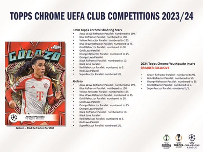 2023 - 24 Topps Chrome UEFA Club Competitions Soccer Breakers Delight Box - Columbia Hobby - Sports Card Boxes - Toploaders - Card Savers