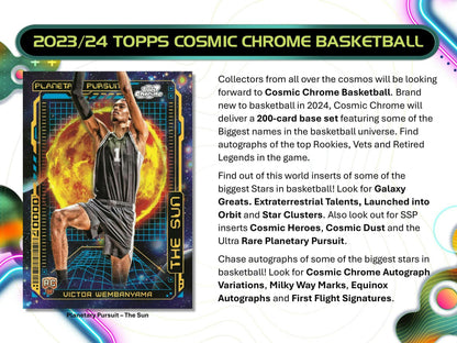 2023 - 24 Topps Cosmic Chrome Basketball Hobby Box - Columbia Hobby - Sports Card Boxes - Toploaders - Card Savers