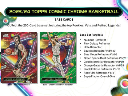 2023 - 24 Topps Cosmic Chrome Basketball Hobby Box - Columbia Hobby - Sports Card Boxes - Toploaders - Card Savers