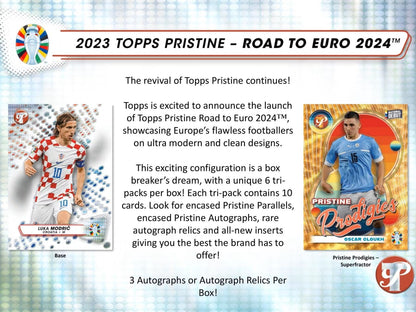 2023 - 24 Topps Pristine Road to Euros Soccer Hobby Box - Columbia Hobby - Sports Card Boxes - Toploaders - Card Savers
