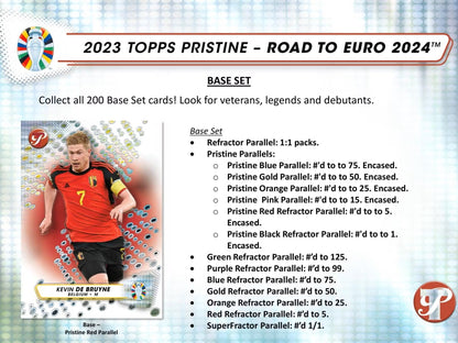 2023 - 24 Topps Pristine Road to Euros Soccer Hobby Box - Columbia Hobby - Sports Card Boxes - Toploaders - Card Savers
