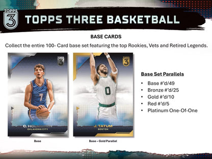 2023 - 24 Topps Three Basketball Hobby Box - Columbia Hobby - Sports Card Boxes - Toploaders - Card Savers
