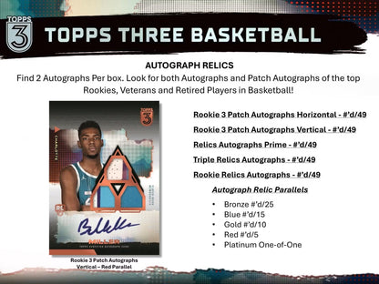 2023 - 24 Topps Three Basketball Hobby Box - Columbia Hobby - Sports Card Boxes - Toploaders - Card Savers