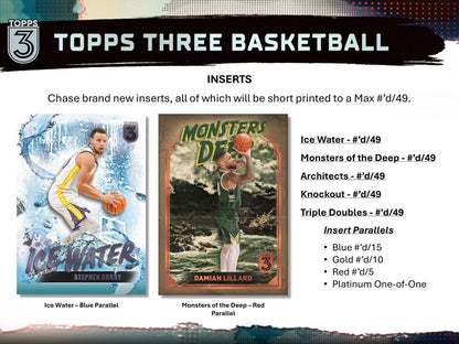 2023 - 24 Topps Three Basketball Hobby Box - Columbia Hobby - Sports Card Boxes - Toploaders - Card Savers