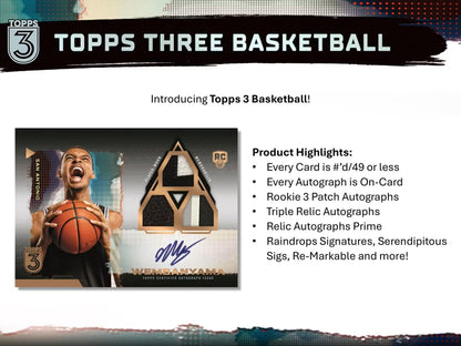2023 - 24 Topps Three Basketball Hobby Box - Columbia Hobby - Sports Card Boxes - Toploaders - Card Savers