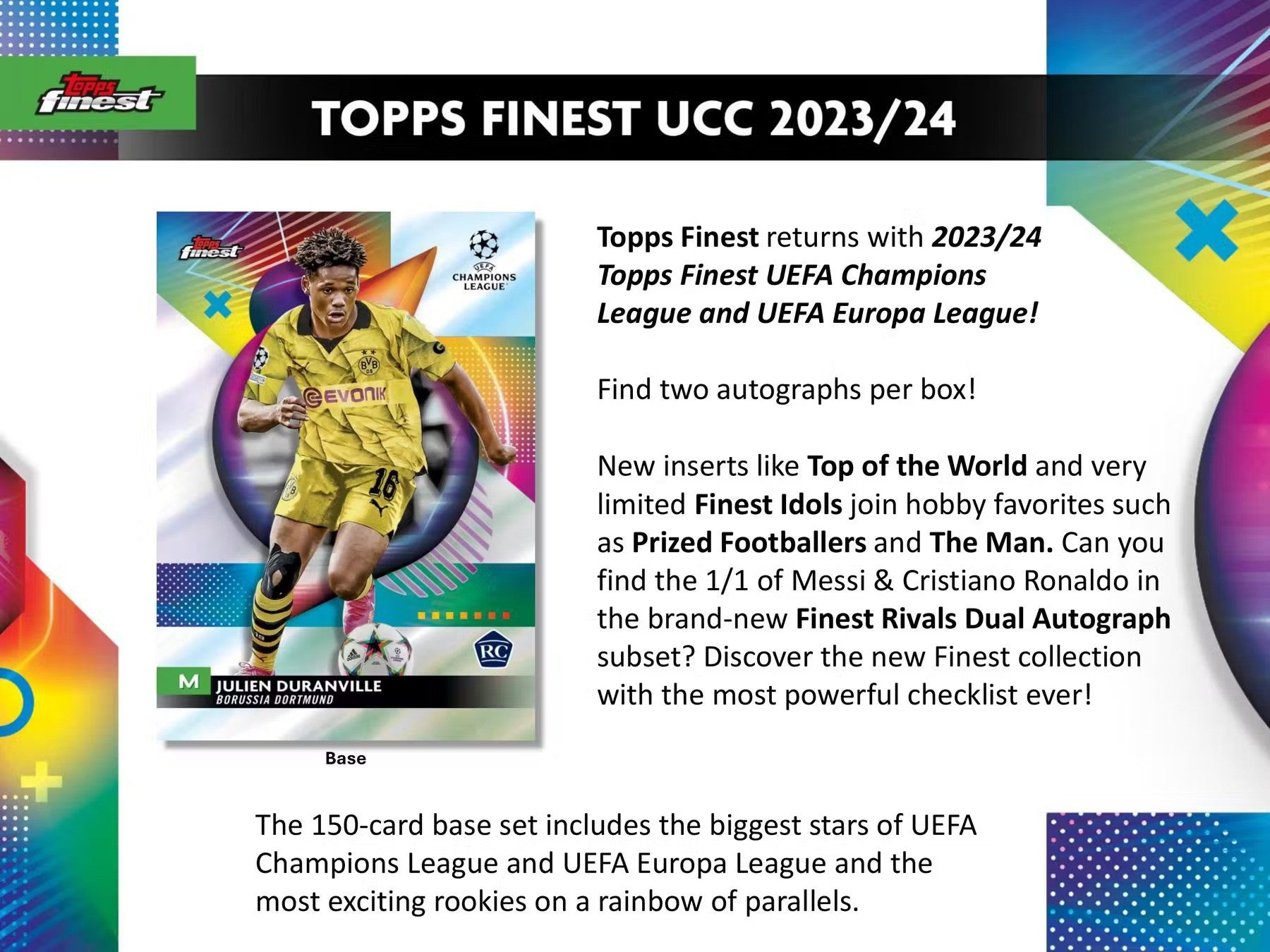 2023 - 24 Topps UEFA Club Competitions Finest Soccer Hobby Box - Columbia Hobby - Sports Card Boxes - Toploaders - Card Savers