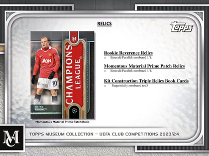 2023 - 24 Topps UEFA Club Competitions Museum Collection Soccer Hobby Box - Columbia Hobby - Sports Card Boxes - Toploaders - Card Savers