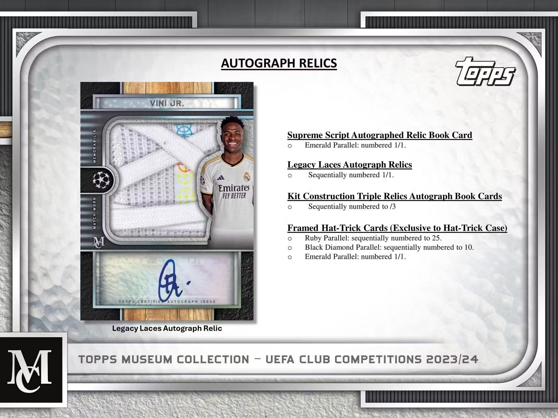 2023 - 24 Topps UEFA Club Competitions Museum Collection Soccer Hobby Box - Columbia Hobby - Sports Card Boxes - Toploaders - Card Savers