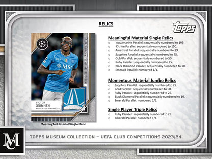 2023 - 24 Topps UEFA Club Competitions Museum Collection Soccer Hobby Box - Columbia Hobby - Sports Card Boxes - Toploaders - Card Savers