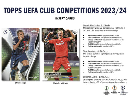 2023 - 24 Topps UEFA Club Competitions Soccer Hobby Box - Columbia Hobby - Sports Card Boxes - Toploaders - Card Savers