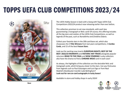 2023 - 24 Topps UEFA Club Competitions Soccer Hobby Box - Columbia Hobby - Sports Card Boxes - Toploaders - Card Savers