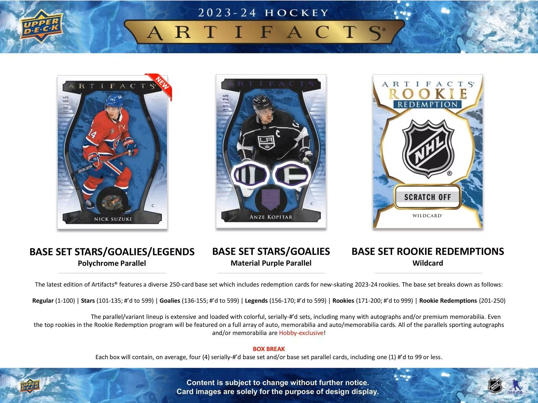 2023 - 24 Upper Deck Artifacts Hockey Hobby Box - Columbia Hobby - Sports Card Boxes - Toploaders - Card Savers