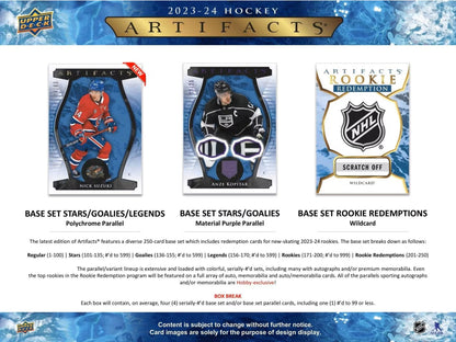 2023 - 24 Upper Deck Artifacts Hockey Hobby Box - Columbia Hobby - Sports Card Boxes - Toploaders - Card Savers