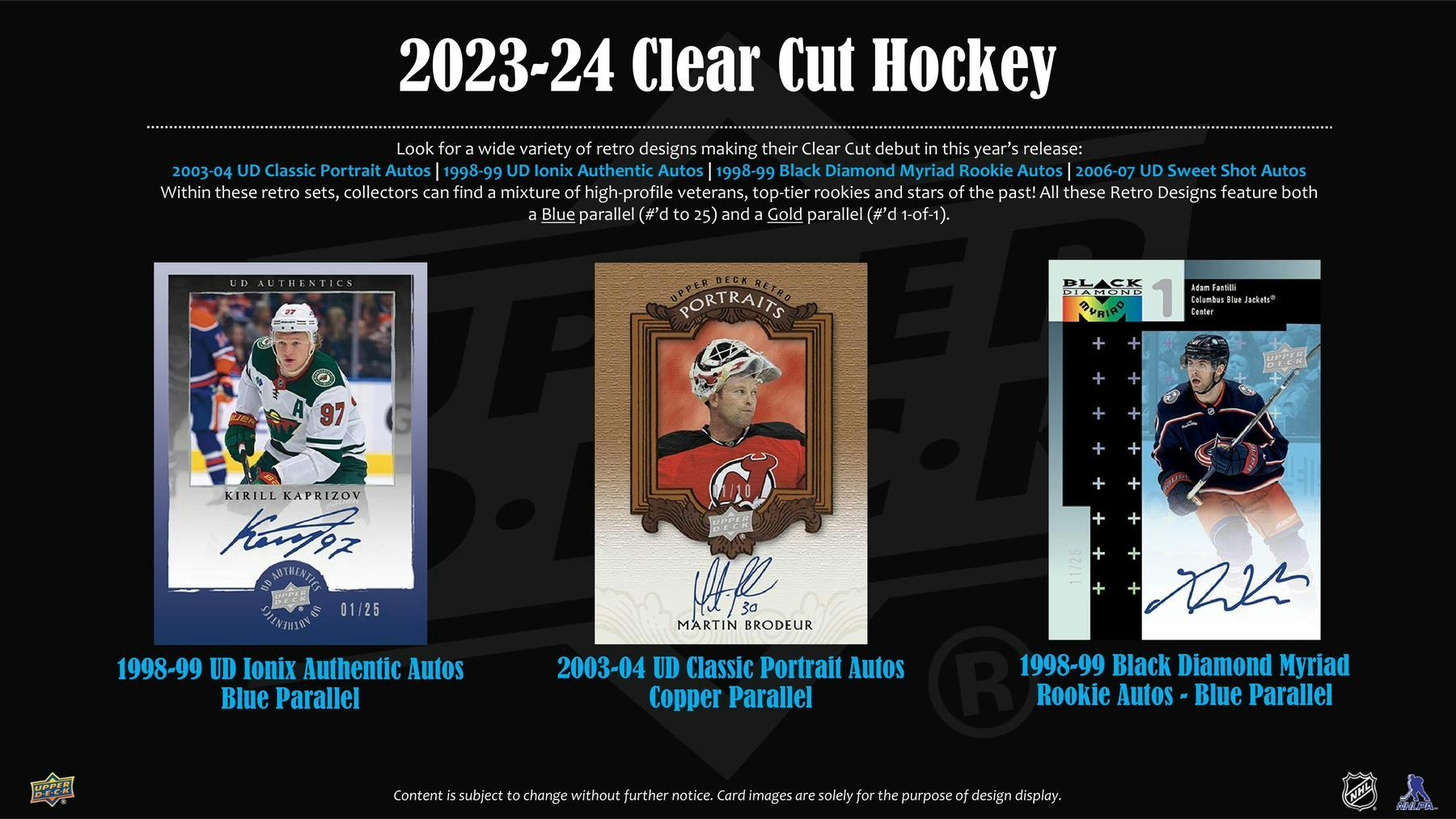 2023 - 24 Upper Deck Clear Cut Hockey Hobby Box - Columbia Hobby - Sports Card Boxes - Toploaders - Card Savers