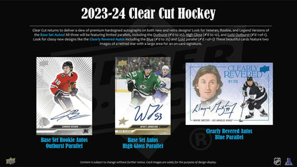 2023 - 24 Upper Deck Clear Cut Hockey Hobby Box - Columbia Hobby - Sports Card Boxes - Toploaders - Card Savers