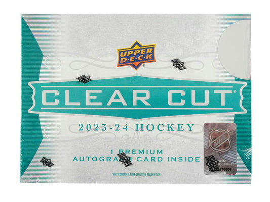 2023 - 24 Upper Deck Clear Cut Hockey Hobby Box - Columbia Hobby - Sports Card Boxes - Toploaders - Card Savers