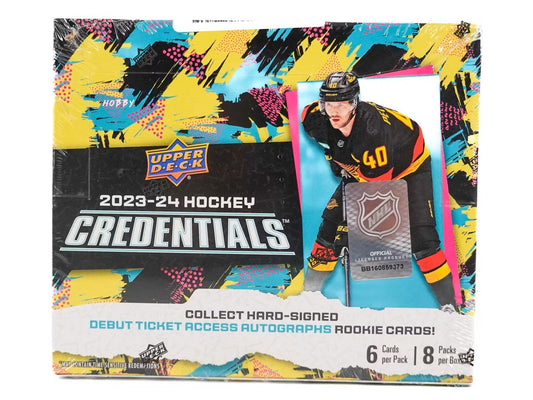 2023 - 24 Upper Deck Credentials Hockey Hobby Box - Columbia Hobby - Sports Card Boxes - Toploaders - Card Savers
