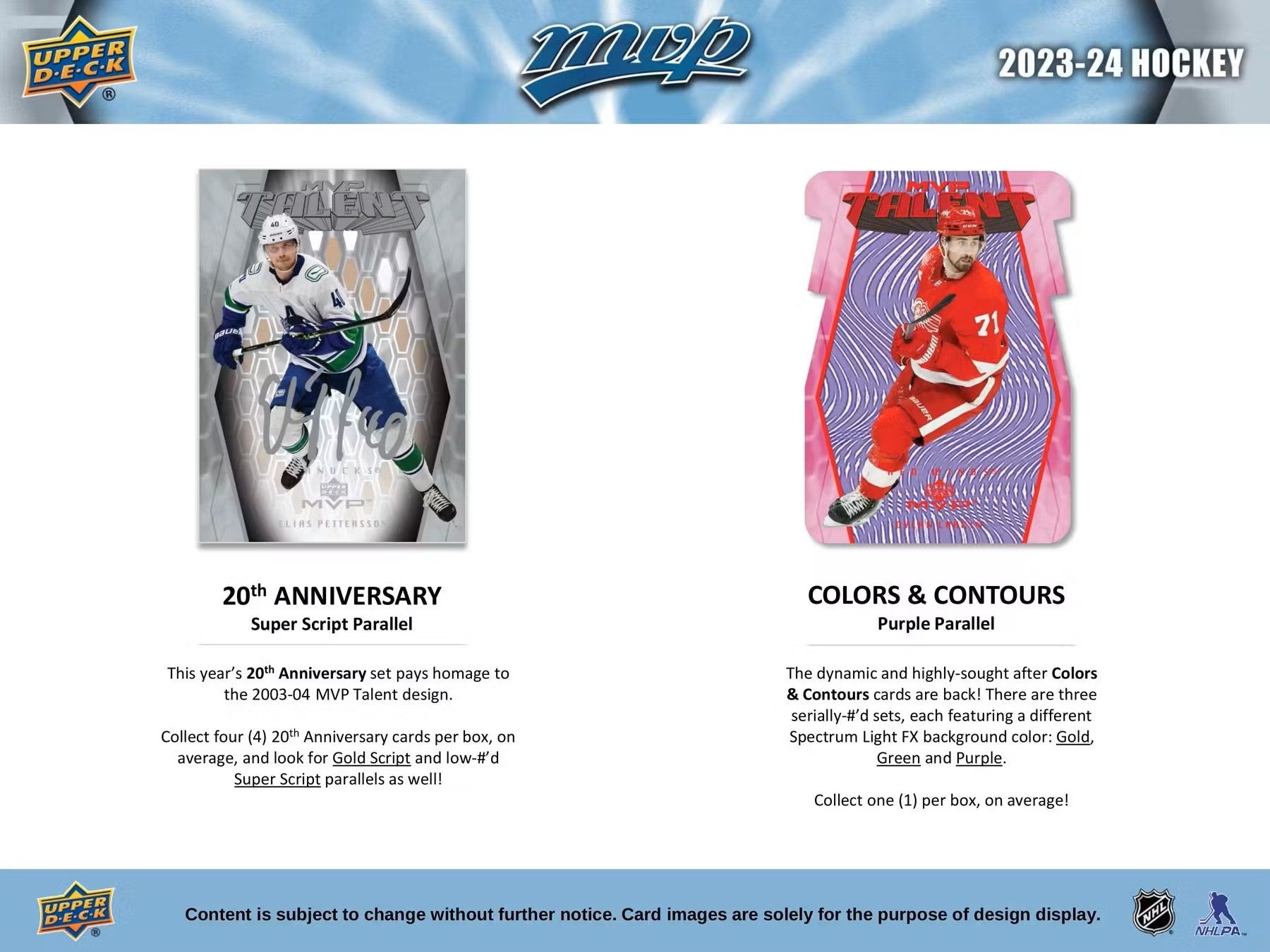 2023 - 24 Upper Deck MVP Hockey Hobby Box - Columbia Hobby - Sports Card Boxes - Toploaders - Card Savers