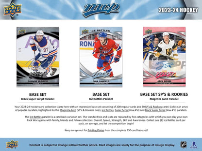 2023 - 24 Upper Deck MVP Hockey Hobby Box - Columbia Hobby - Sports Card Boxes - Toploaders - Card Savers
