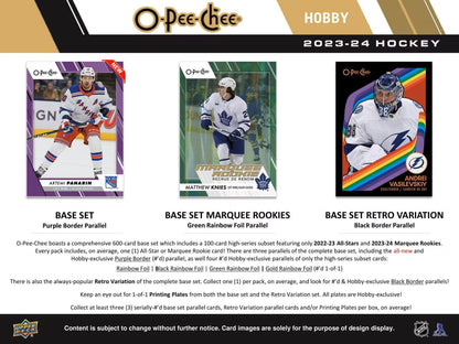 2023 - 24 Upper Deck O - Pee - Chee Hockey Hobby Box - Columbia Hobby - Sports Card Boxes - Toploaders - Card Savers