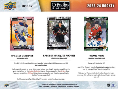 2023 - 24 Upper Deck O - Pee - Chee Platinum Hockey Hobby Box - Columbia Hobby - Sports Card Boxes - Toploaders - Card Savers