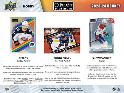 2023 - 24 Upper Deck O - Pee - Chee Platinum Hockey Hobby Box - Columbia Hobby - Sports Card Boxes - Toploaders - Card Savers