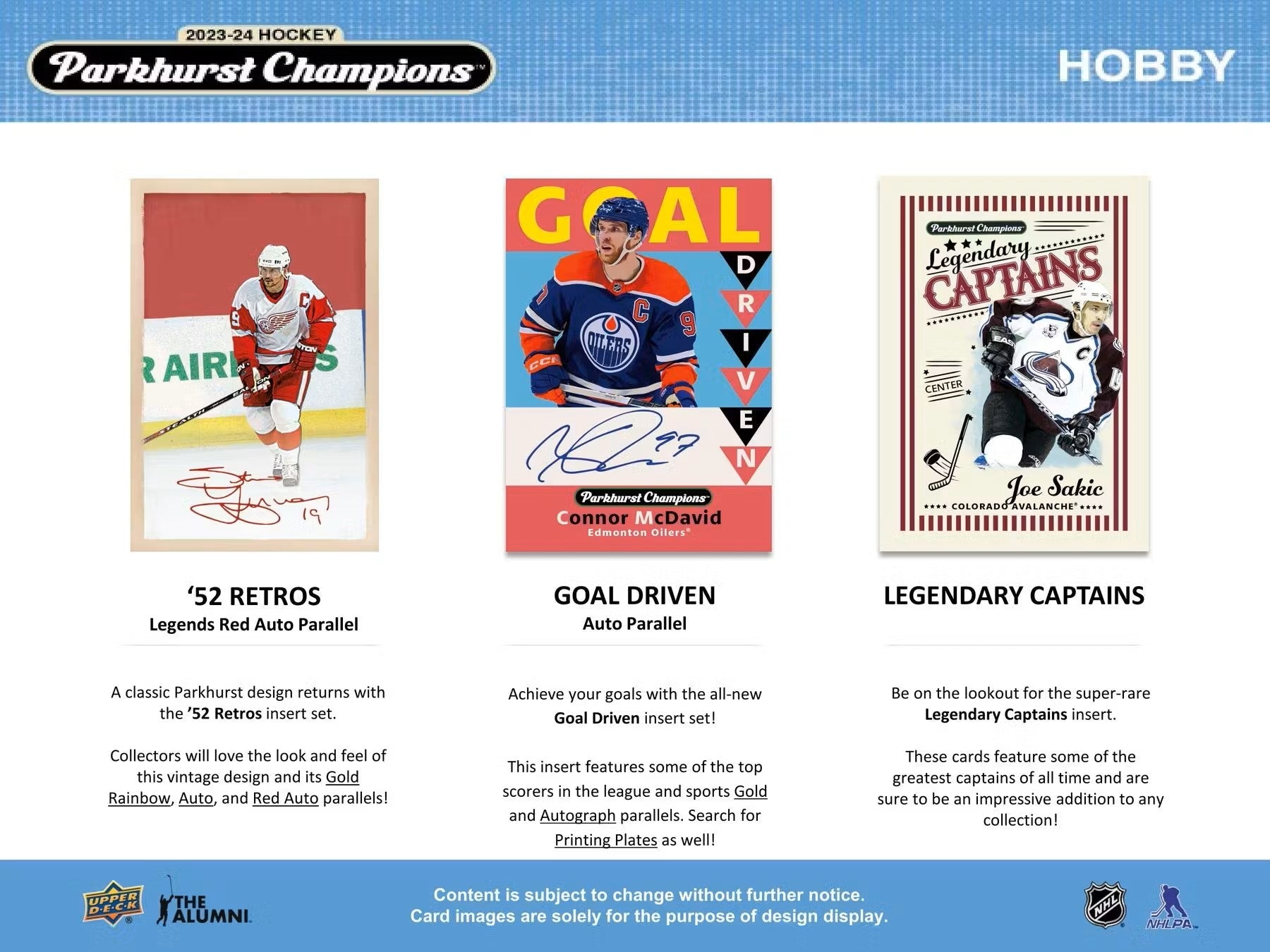 2023 - 24 Upper Deck Parkhurst Champions Hockey Hobby Box - Columbia Hobby - Sports Card Boxes - Toploaders - Card Savers