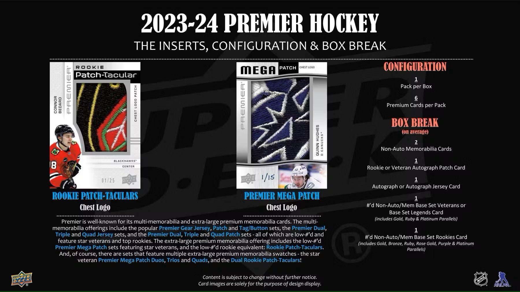 2023 - 24 Upper Deck Premier Hockey Hobby Box - Columbia Hobby - Sports Card Boxes - Toploaders - Card Savers