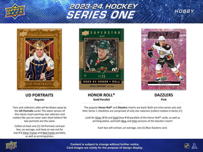 2023 - 24 Upper Deck Series 1 Hockey Hobby Box - Columbia Hobby - Sports Card Boxes - Toploaders - Card Savers